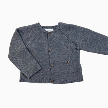Cardigan gris en tricot de coton et polyamide 6-9M