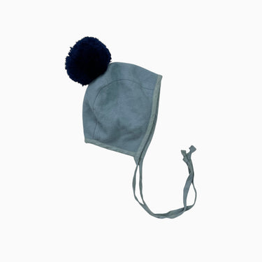 Bonnet bleu en laine avec pompom marine 48CM (9-18M)