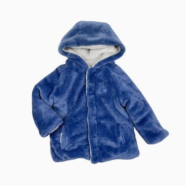 Manteau bleu réversible gris en peluche 18M