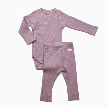 Ensemble cache-couche et legging rose cotelé 3M