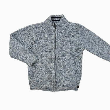 Veste bleue en tricot chiné avec zip 4Y