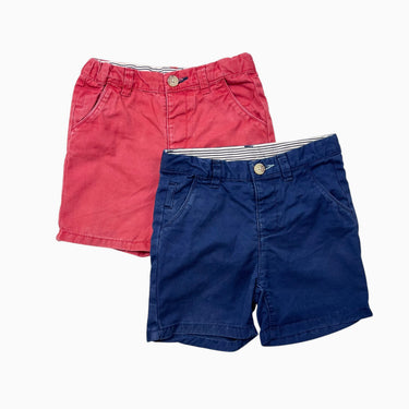 Duo de bermudas rouge et marine 12-18M