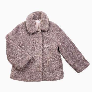 Manteau vieux-rose en peluche 4-5Y