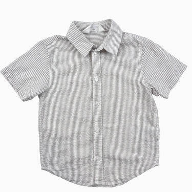 Chemise à rayures beiges en coton seersucker 3-4Y