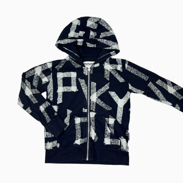 Veste cacpuchon coton mince noir lettres 3-4Y