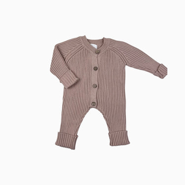 Combi rose poudré en tricot cotelé 3-6M