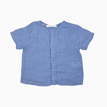 Blouse bleue en lin 9-12M