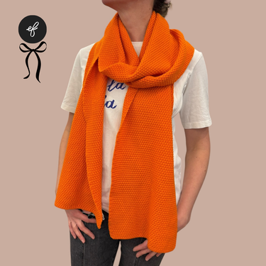 Foulard orange en tricot de laine mérinos pour femmes OS