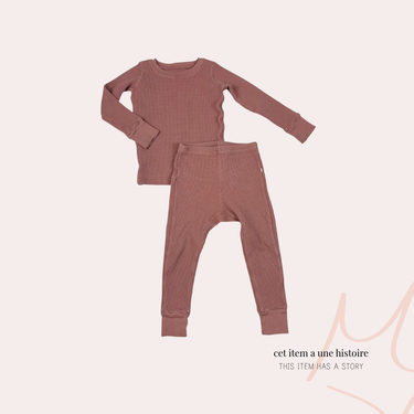 Pyjama rose blush en coton gaufré 3Y