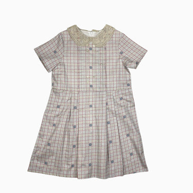 Robe à col claudine grise carreautée rouge et jaune 'G' 10Y