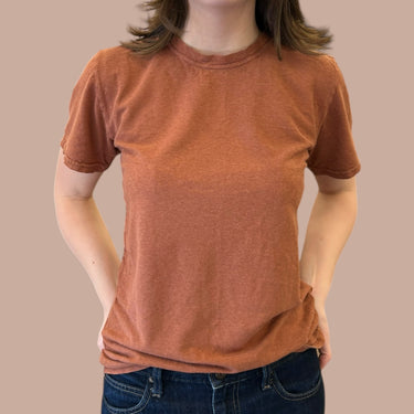 T-shirt marron en chanvre et coton pour femmes XS