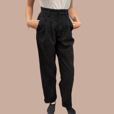 Pantalon noir 'Relaxed' en coton et poly pour femmes 24US