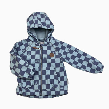 Manteau à damier aqua et gris 'softshell' doublé en polar 18-24M