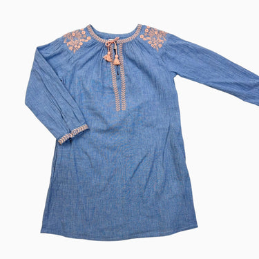 Robe bleu avec fleurs brodées 6Y