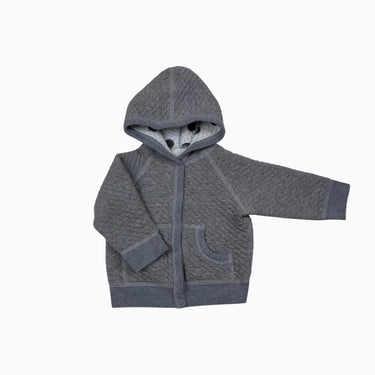 Veste grise à capuchon en coton matelassé 12M