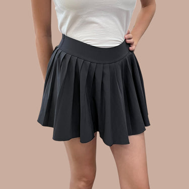 Jupe grise de sport avec short intégré en poly et élastane pour femmes XXS