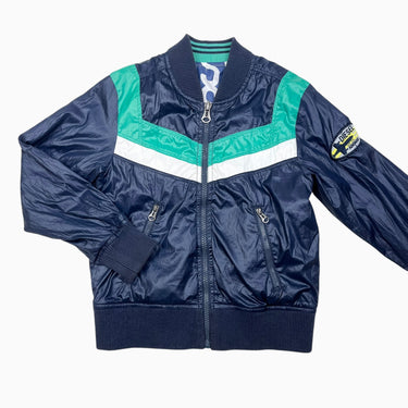 Manteau réversible marine, vert, blanc style bomber en poly 7Y