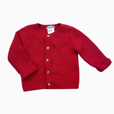 Cardigan rouge en tricot de coton et cachemire 12M