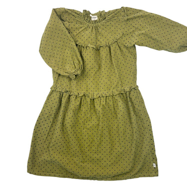 Robe verte olive en corduroy brossé à imprimé losanges marines 8Y