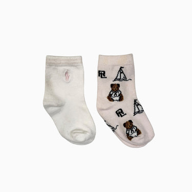 Duo de chausettes blanches et roses NB-3M