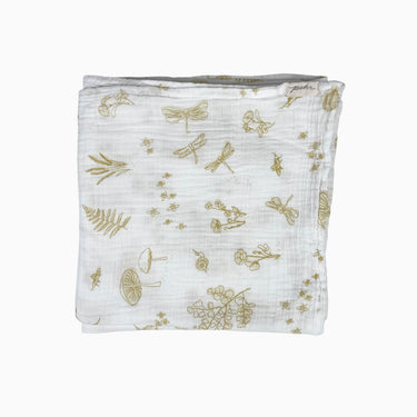 Couverture mousseline imprimé jaune