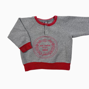 Pull gris et rouge brique 'couronne' 18M