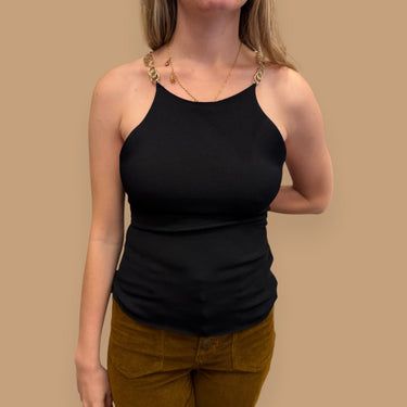 Camisole noire en viscose, poly et élasthanne pour femmes XS-S