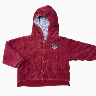 Veste vintage à capuchon paprika en velours cotelé 18M