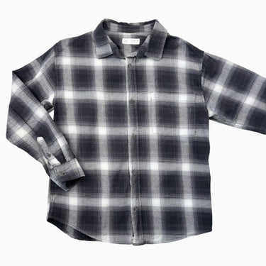 Chemise en flanelle de coton à carreaux gris 11-12Y