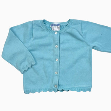 Cardigan aqua en tricot de coton 18M