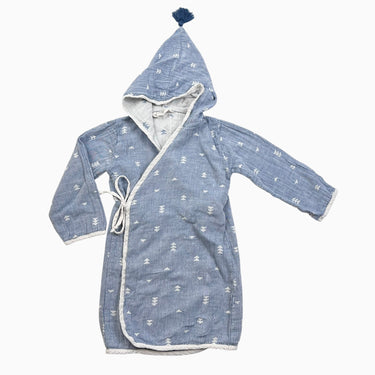 Peignoir en coton chambray 'triangles' 1-2Y