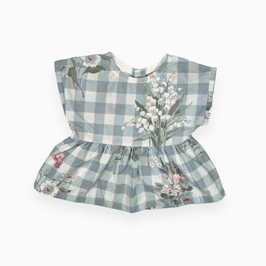 Blouse peplum en tissu revalorisée XS (6-12M)