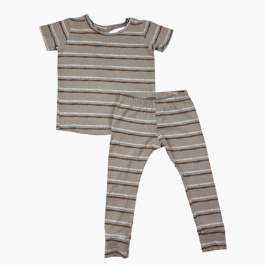 Ensemble t-shirt et legging latté à rayures en coton bambou 18-24M