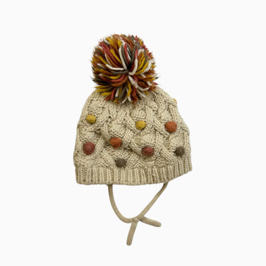 Tuque avoine popcorn avec pompon 2-4Y