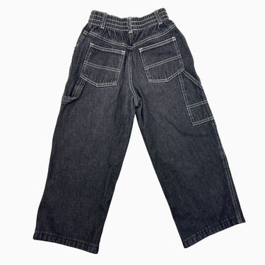 Jeans noir vintage à jambes larges et taille élastique 8Y