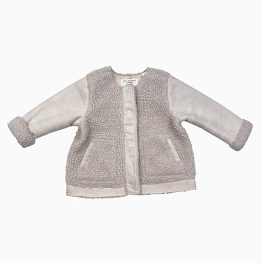Manteau mi-saison en sherpa et faux-suède 12-18M