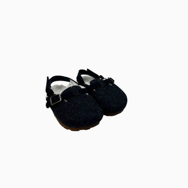 Sandales fermées noires doublées en sherpa à velcro 5-6US