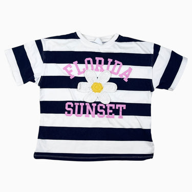 T-shirt rayé marine 'Florida Sunset' 9-10Y