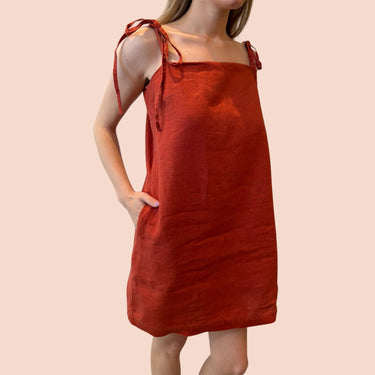 Robe paprika en lin pour femmes S