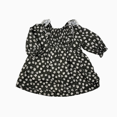 Robe olive fleurie avec smock 9-12M