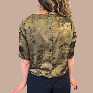 Blouse dorée scintillante pour femmes L