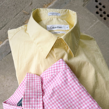 Chemise jaune en coton et spandex pour femmes M