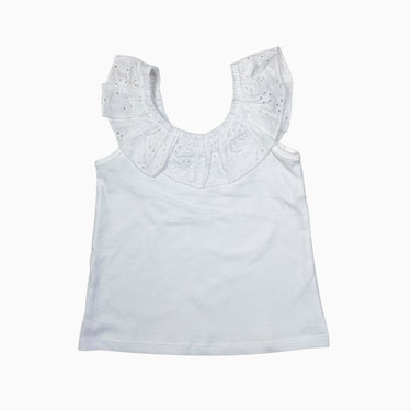 Camsiole blanche à col en broderie anglaise 2Y