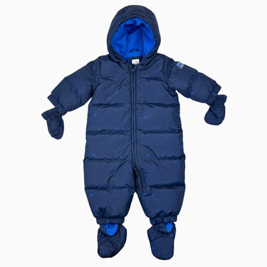 Habit de neige marine à imprimé étoiles bleu royale doublé en polar avec chaussons et mitaines 6-12M