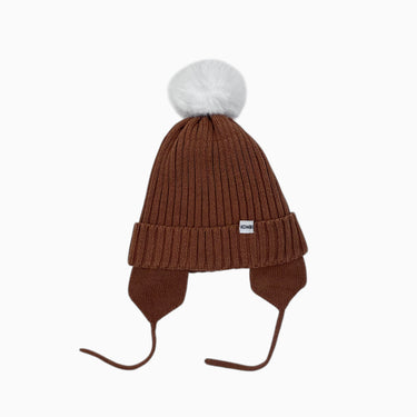 Tuque noisette avec pompon en tricot 12-18M