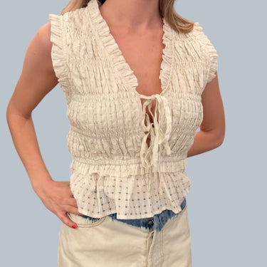 Camisole ivoire 'Martine' avec noeud en coton pour femmes S