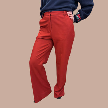 Pantalon rouge cardinal vintage en laine et poly pour femmes 10US