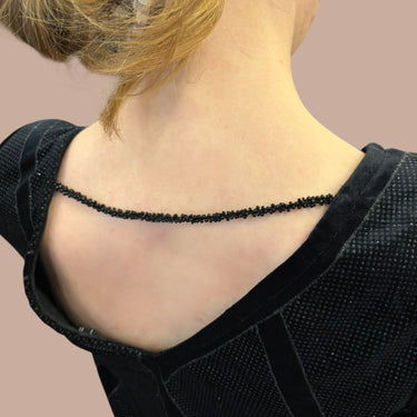 Robe noire en velours avec strass en poly pour femmes XS