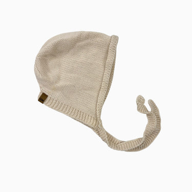 Bonnet crème en tricot de coton bio 42CM (3-6M)