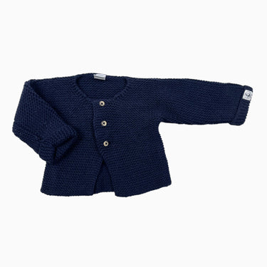 Cardigan marine en tricot de laine et coton 12M